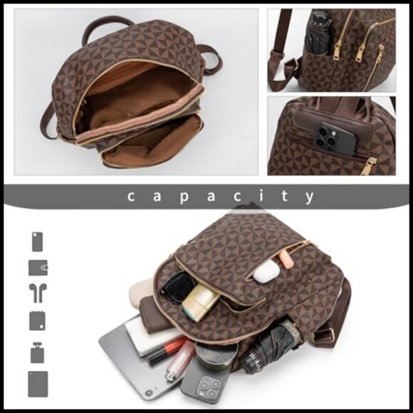 Leather Anti-Theft Convertible Backpack Purse Large Fashion Travel Bag